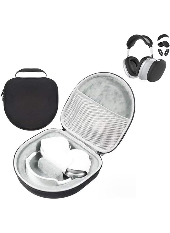 erorex - Hard Case For Airpods Max Travel Carrying Headphone Case With Airpods Max Silicone Earpad Cover Ear Cups Cover Headband Cover Airpods Max Protective Portable Storage Bag Black - Image 1