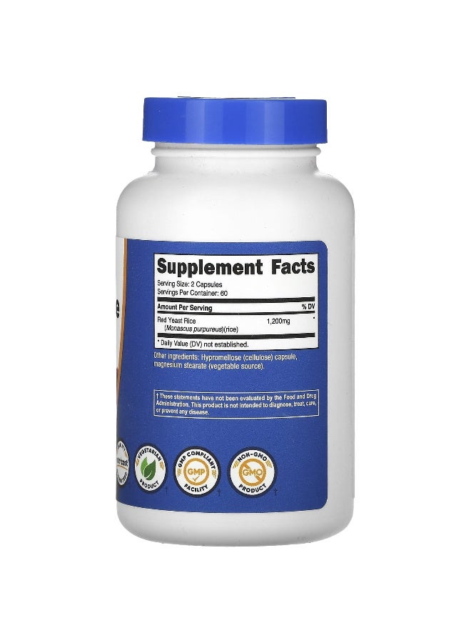 Nutricost نوتريكوست، أرز الخميرة الحمراء، 1,200 ملغ، 120 كبسولة (600 ملغ لكل كبسولة) - Image 2