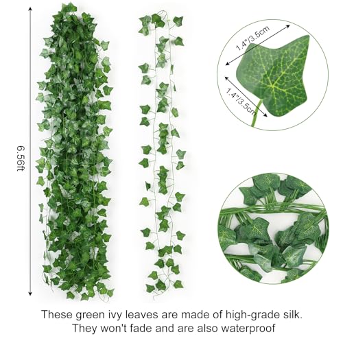 CEWOR Fake Ivy for Room Decor 12pcs Fake Vines Greenery Garland Wall Decor - Image 3