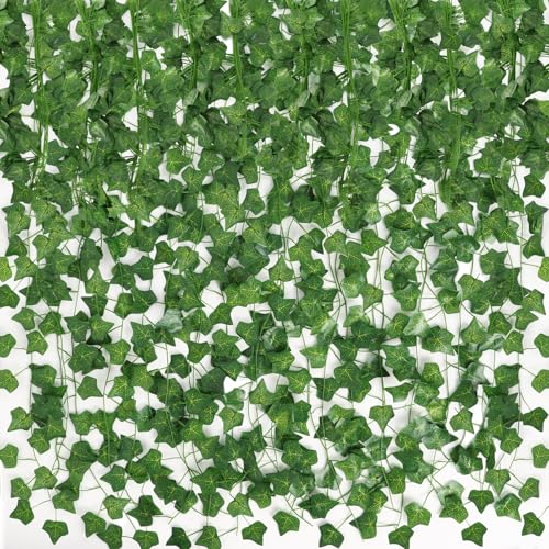 CEWOR Fake Ivy for Room Decor 12pcs Fake Vines Greenery Garland Wall Decor - Image 1