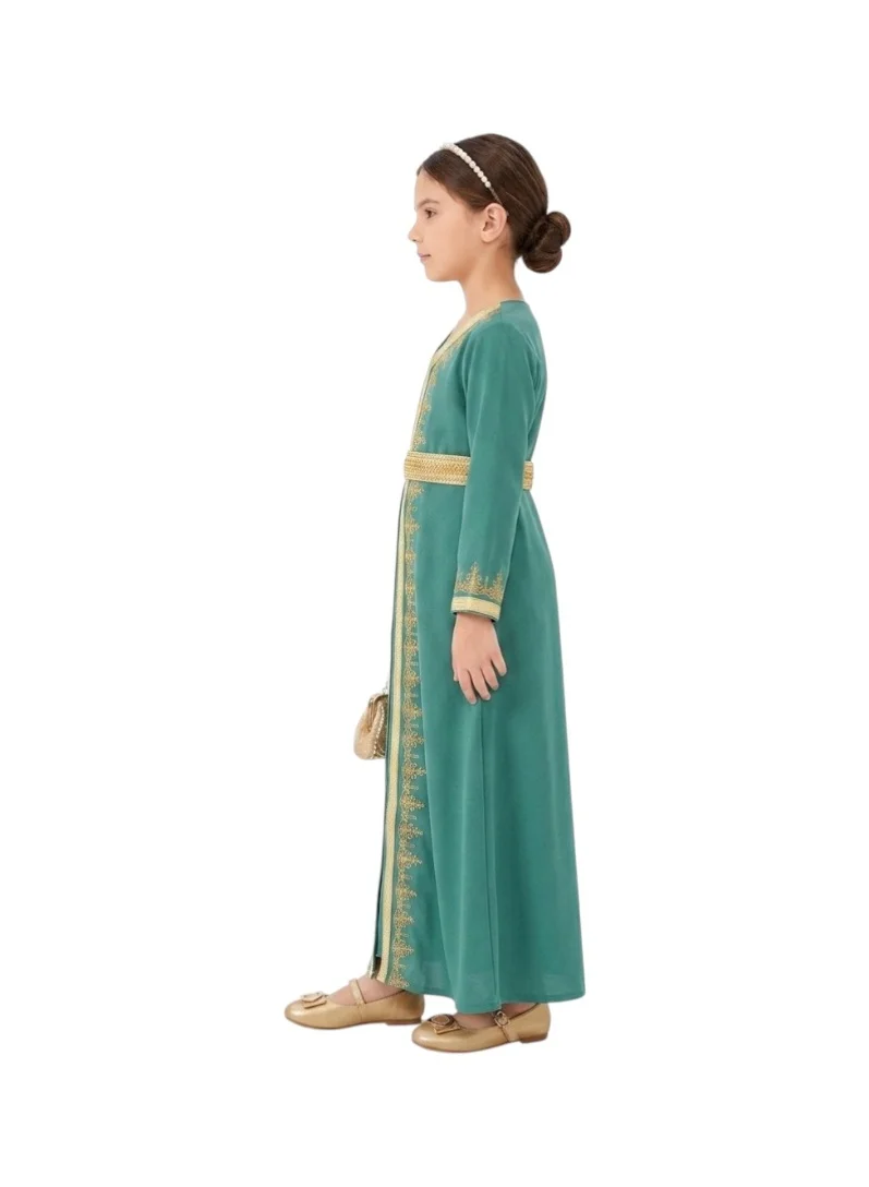 Bidani Traditional Embroidered Jalabiya - Teal