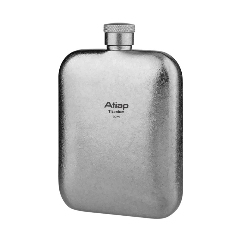 ATiAP Titanium Hip Flask Portable Leak Proof Wine Pot Flagon Drinking Cup with Cap for Outdoor Camping Hiking Ice flower 170ml - Image 2