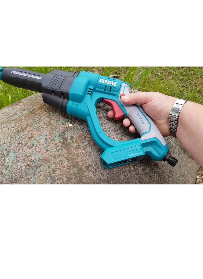TOTAL TOTAL Cordless Pressure Washer 20V – 24.8Bar Max Pressure, 2.2L/min Flow Rate, Includes 4.0AH Battery, Fast Charger, 6-Pattern Spray Gun, Foam Producer & Portable Bag – Ideal for Outdoor Cleaning  - Image 4