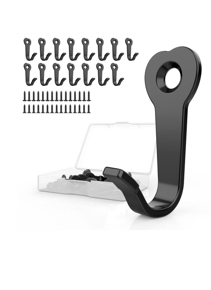 Wall Coat Hook, 15 PACK Black Coat Hook Heavy Duty with 30 Pieces Screws, Hat Hook Door Towel Hooks, Hooks Wall Mounted, Hooks for Wall, for Hanging, Towel, Key, Robe, Coats, Scarf - Image 1