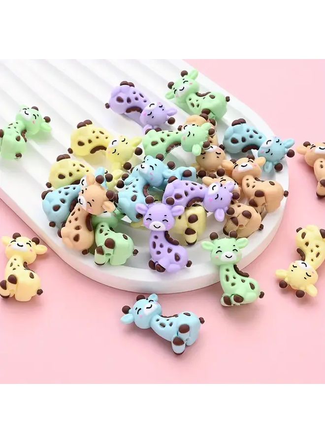 5 قطع من خرز السيليكون اللطيف بالزرافات بألوان الباستيل لصنع المجوهرات والمفاتيح والتعليقات - Image 4