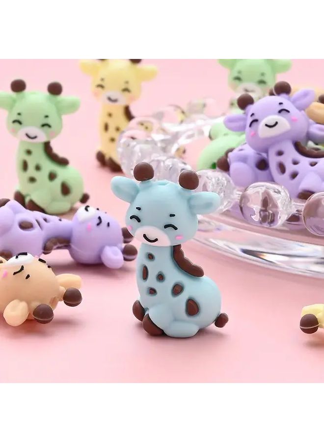 5 قطع من خرز السيليكون اللطيف بالزرافات بألوان الباستيل لصنع المجوهرات والمفاتيح والتعليقات - Image 2