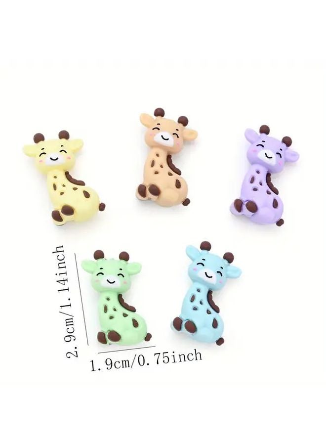 5 قطع من خرز السيليكون اللطيف بالزرافات بألوان الباستيل لصنع المجوهرات والمفاتيح والتعليقات - Image 5