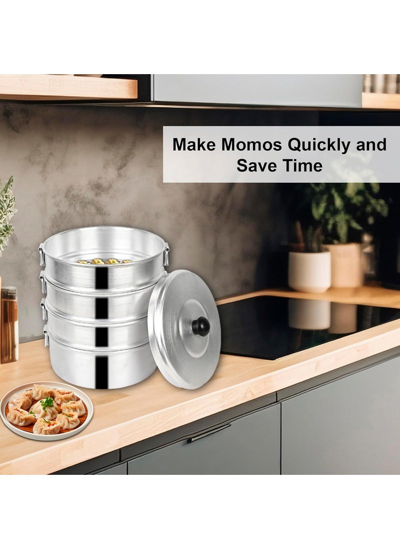 ROLLYWARE ROLLYWARE Premium Aluminium Momos Maker Steamer with Handles Durable 4 Tier Steamer for Cooking Suitable for Home Hotels Restaurant and Business No 8 Capacity 5 litres  - Image 4