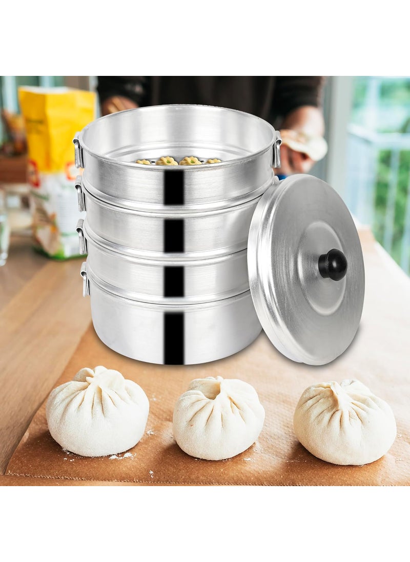 ROLLYWARE ROLLYWARE Premium Aluminium Momos Maker Steamer with Handles Durable 4 Tier Steamer for Cooking Suitable for Home Hotels Restaurant and Business No 8 Capacity 5 litres  - Image 3