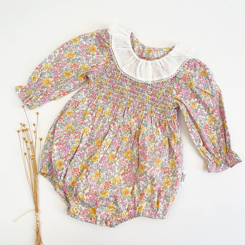 Curipeer Infant Baby Girls Floral Romper Casual Long Sleeve Flower Printed Bodysuit for Autumn Pink 18M - Image 2