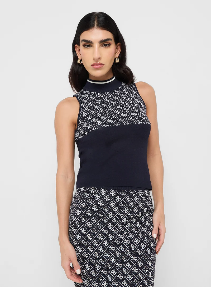 GUESS Sleeveless Round Neck Lise 4G Sweater