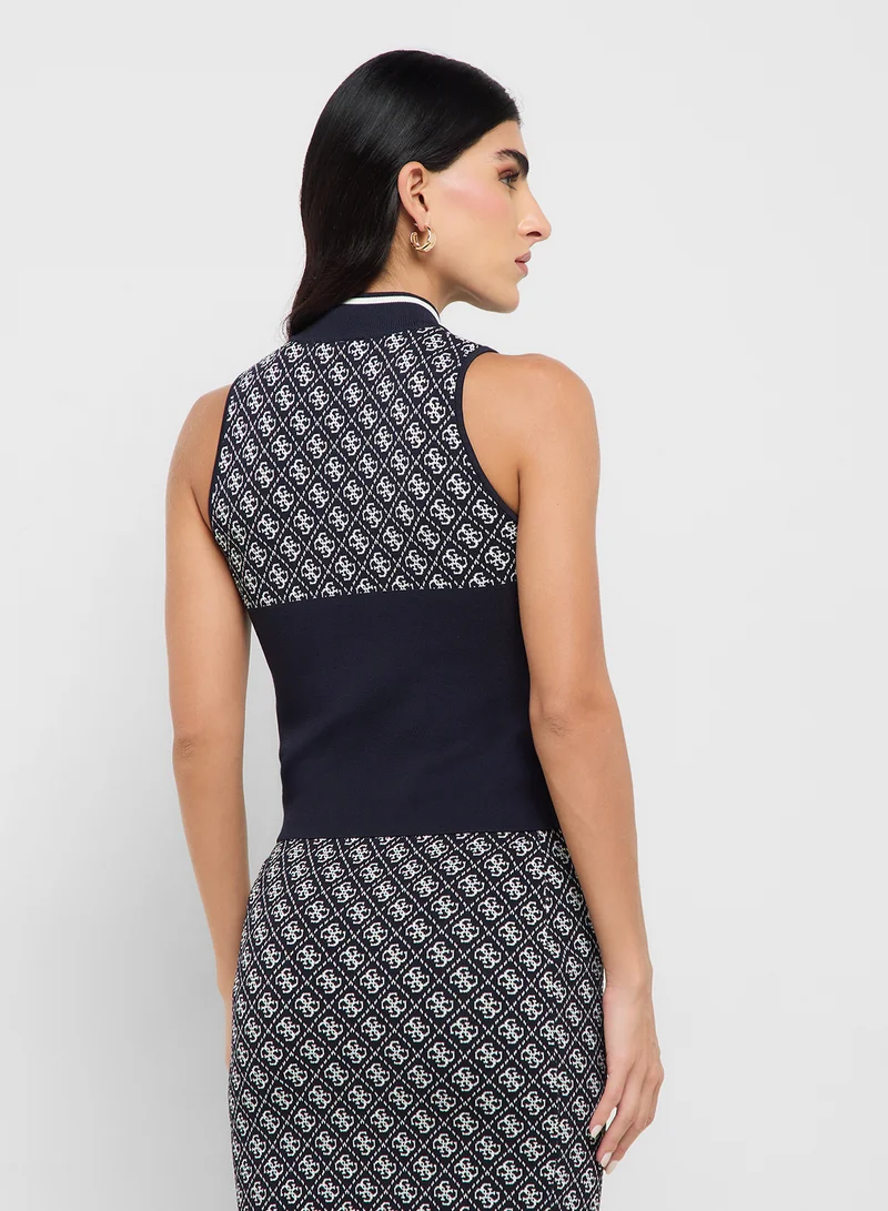 GUESS Sleeveless Round Neck Lise 4G Sweater