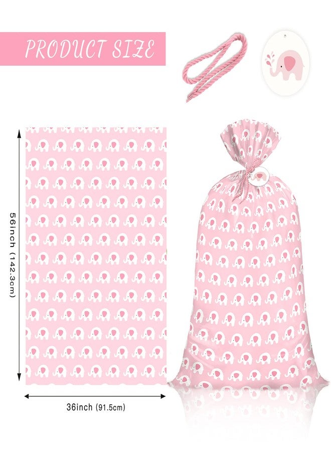 WRAPAHOLIC 56" Large Baby Girl Plastic Gift Bag - Pink Elephant Design for Baby Shower, Kids Birthdays, Parties, Celebrating, or Any Occasion - 56" H x 36" W - Image 2