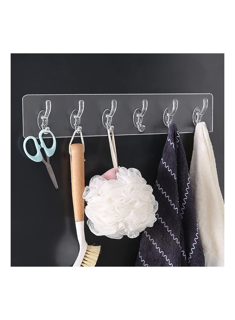 Excefore 6 Pcs Adhesive Hooks with 6 Hooks, Wall-Mounted Coat Hooks for Hanging Heavy Duty, Multifunctional Waterproof Transparent Hooks for Keys Garage Outdoor Office Workshop Door  - Image 1