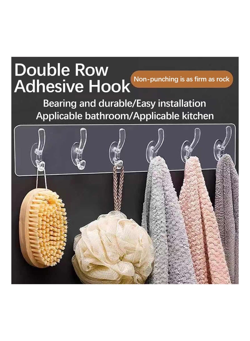 Excefore 6 Pcs Adhesive Hooks with 6 Hooks, Wall-Mounted Coat Hooks for Hanging Heavy Duty, Multifunctional Waterproof Transparent Hooks for Keys Garage Outdoor Office Workshop Door  - Image 4