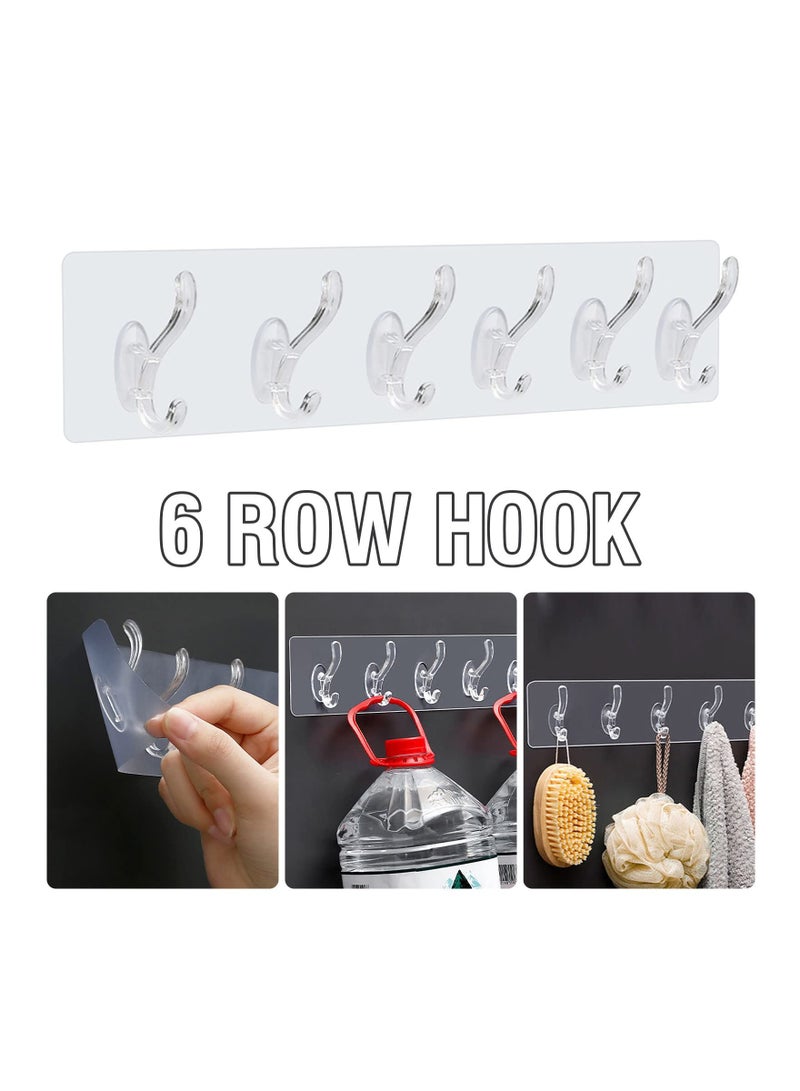Excefore 6 Pcs Adhesive Hooks with 6 Hooks, Wall-Mounted Coat Hooks for Hanging Heavy Duty, Multifunctional Waterproof Transparent Hooks for Keys Garage Outdoor Office Workshop Door  - Image 2