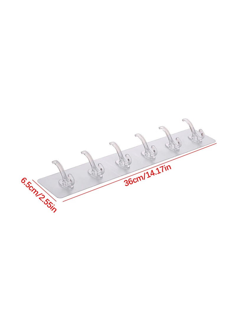 Excefore 6 Pcs Adhesive Hooks with 6 Hooks, Wall-Mounted Coat Hooks for Hanging Heavy Duty, Multifunctional Waterproof Transparent Hooks for Keys Garage Outdoor Office Workshop Door  - Image 5