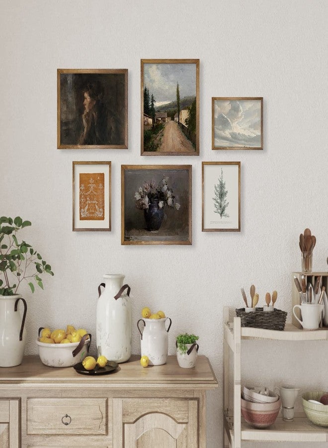 YUMKNOW Vintage Farmhouse Wall Decor - Flower Portrait Neutral Wall Art for Boho French Country Kitchen, Bathroom, Bedroom Picture Poster Print, Brown Room Decor Aesthetic Botanical Cottagecore 6 Set Unframed - Image 3