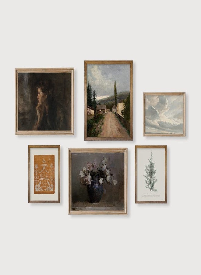 YUMKNOW Vintage Farmhouse Wall Decor - Flower Portrait Neutral Wall Art for Boho French Country Kitchen, Bathroom, Bedroom Picture Poster Print, Brown Room Decor Aesthetic Botanical Cottagecore 6 Set Unframed - Image 4