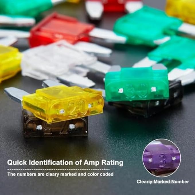 KASTWAVE 120Pcs Automotive Fuse Kit Standard Mini And Thin Mini Insert Fuses 2A 5A 10A 15A 20A 25A 30A 35A Replacement Fuses For Auto Car Boat Truck Suv Automotive Auto Accessories - Image 5