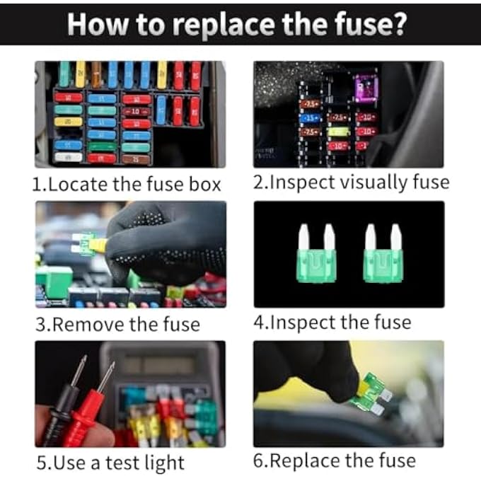 KASTWAVE 120Pcs Automotive Fuse Kit Standard Mini And Thin Mini Insert Fuses 2A 5A 10A 15A 20A 25A 30A 35A Replacement Fuses For Auto Car Boat Truck Suv Automotive Auto Accessories - Image 3