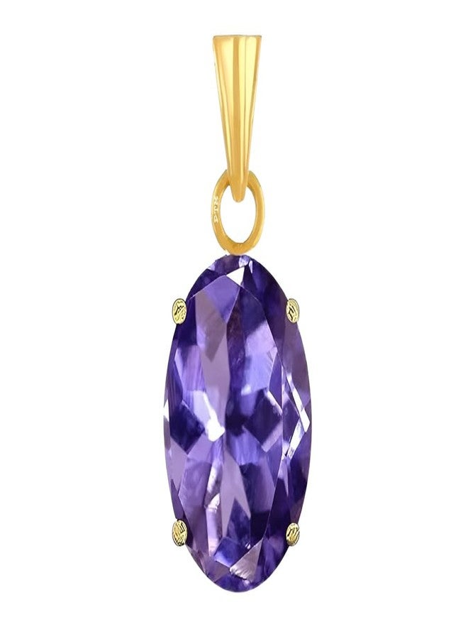 Ptm Natural Iolite/Neeli 4.25 Ratti or 4 Carat Astrological Certified Gemstone Panchdhatu/5 Metals 22k Gold Plated Pendant for Men & Women -fba2425 - Image 1