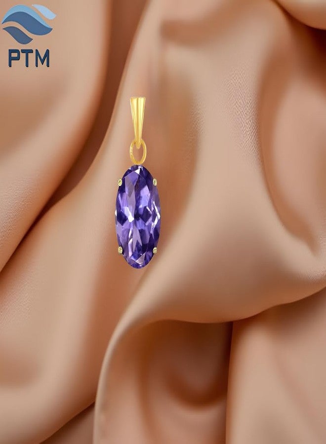 Ptm Natural Iolite/Neeli 4.25 Ratti or 4 Carat Astrological Certified Gemstone Panchdhatu/5 Metals 22k Gold Plated Pendant for Men & Women -fba2425 - Image 2