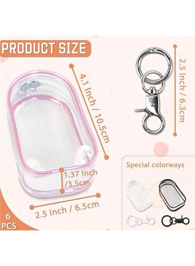 6 Pcs Clear Figure Display Bag with Keychain, Zipper Clear Display Case, Mini Doll Pouch for Figures Collectibles  - Image 2