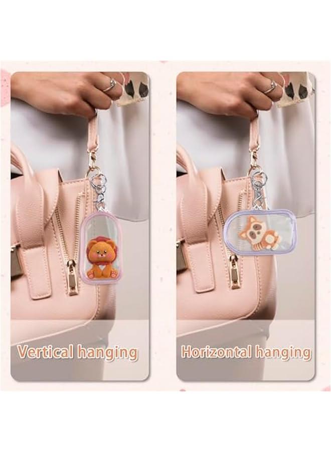 6 Pcs Clear Figure Display Bag with Keychain, Zipper Clear Display Case, Mini Doll Pouch for Figures Collectibles  - Image 4