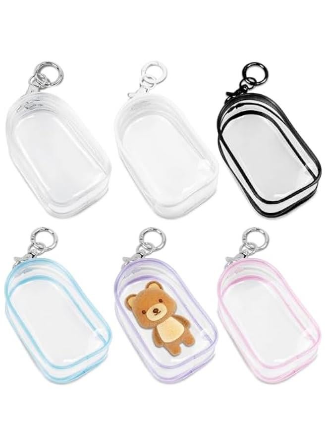 6 Pcs Clear Figure Display Bag with Keychain, Zipper Clear Display Case, Mini Doll Pouch for Figures Collectibles  - Image 1