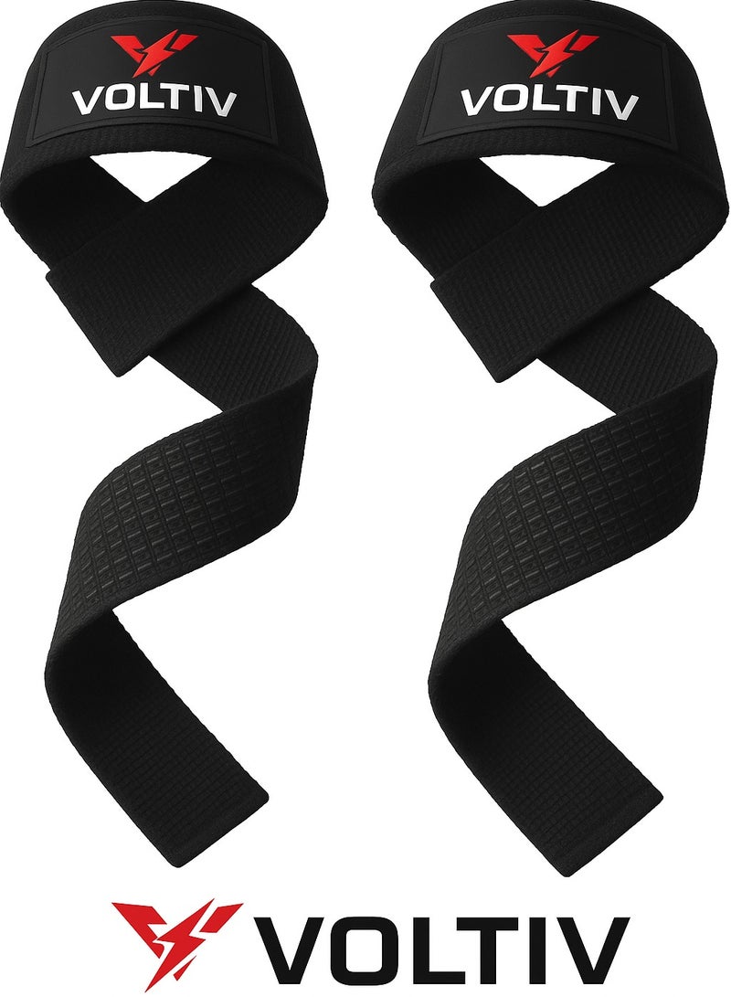 VOLTIV Wrist Wraps for Weightlifting – Heavy Duty Cotton Lifting Straps with Neoprene Padding for Comfort & Grip Support – 21 Inch Adjustable Gym Straps for Deadlifts, Pull-Ups, Rows, and Strength Training - Image 1