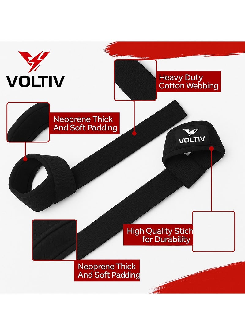 VOLTIV Wrist Wraps for Weightlifting – Heavy Duty Cotton Lifting Straps with Neoprene Padding for Comfort & Grip Support – 21 Inch Adjustable Gym Straps for Deadlifts, Pull-Ups, Rows, and Strength Training - Image 5