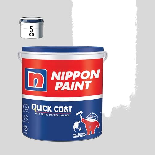 Nippon Paint Quick Coat Interior Emulsion Paint - 5 KG (WHITE)-Quick Drying, Good Coverage, Low VOC-Paint for Wall, Living Room - Image 1