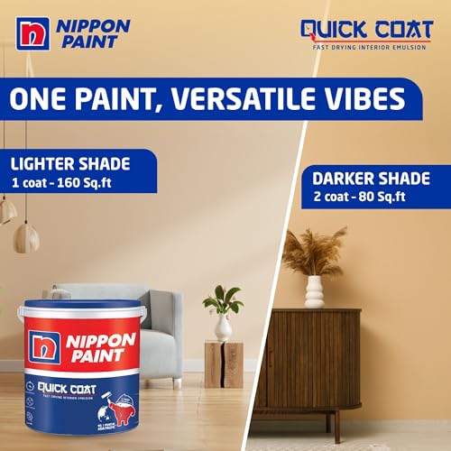 Nippon Paint Quick Coat Interior Emulsion Paint - 5 KG (WHITE)-Quick Drying, Good Coverage, Low VOC-Paint for Wall, Living Room - Image 5