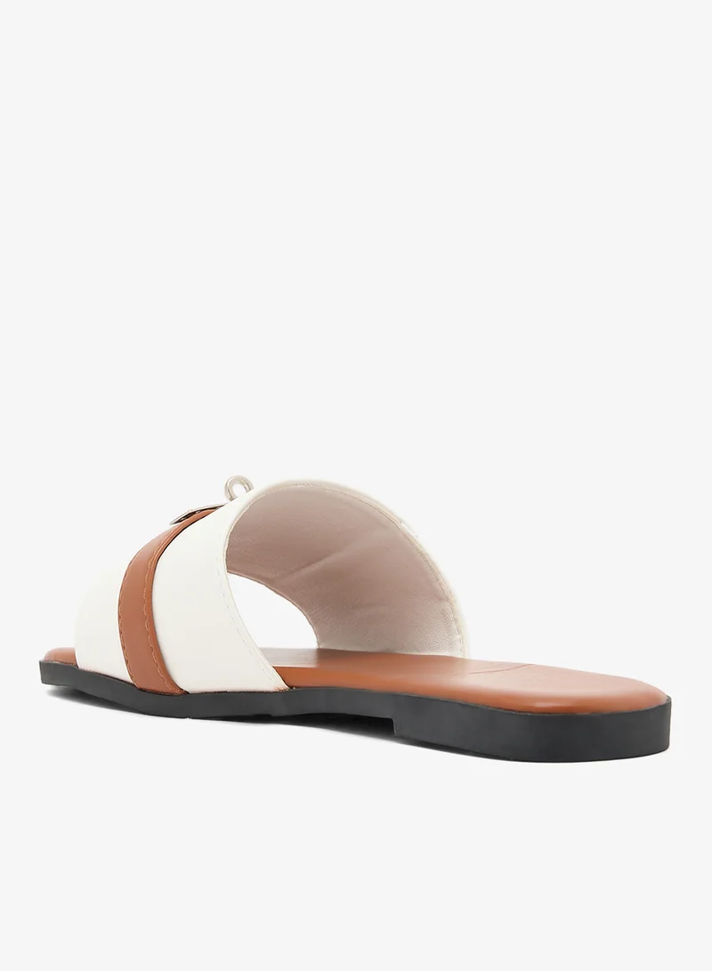 Ella  Silver Buckle Detail Flat Sandals for Women | Best Price UAE