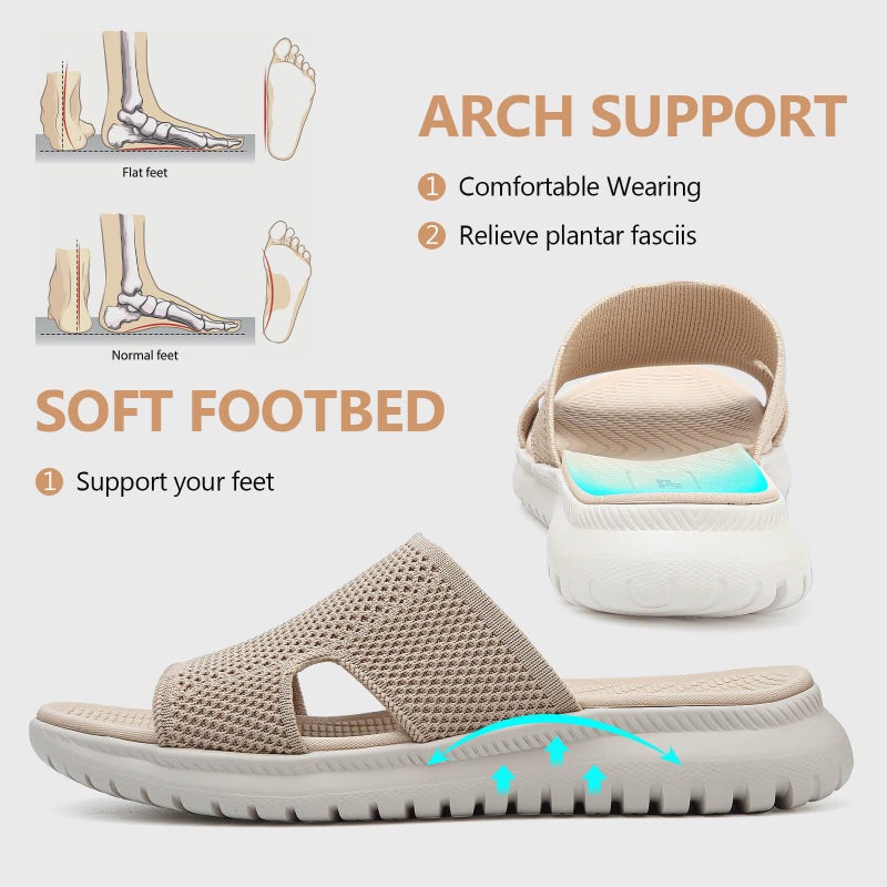 ziitop Slides Sandals For Women Breathable Mesh Sports Athletic Casual Slippers Sandals Lightweight Non Slip With Arch Support - Image 3
