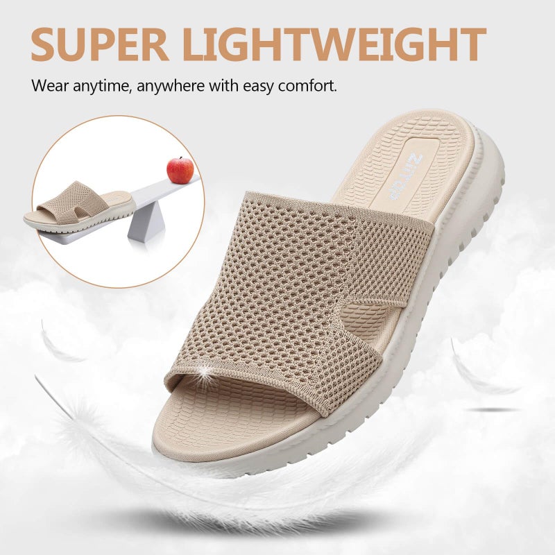 ziitop Slides Sandals For Women Breathable Mesh Sports Athletic Casual Slippers Sandals Lightweight Non Slip With Arch Support - Image 4