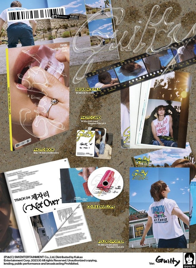 KPOP SHINee TAEMIN Guilty 4th Mini Album Photo Book GUILTY Version CD+1p Folded Poster on Pack+80p Booklet+1ea Sequence Film+1p PhotoCard+Tracking Sealed - Image 2