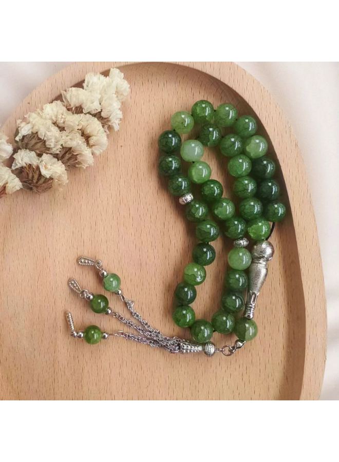 YIXIA Pieces Of Dragon Pattern Stone 10mm Muslim Prayer Beads Arabic Worship Tasbih Bracelet Ice Crackle Pattern Praise Beads - Image 2