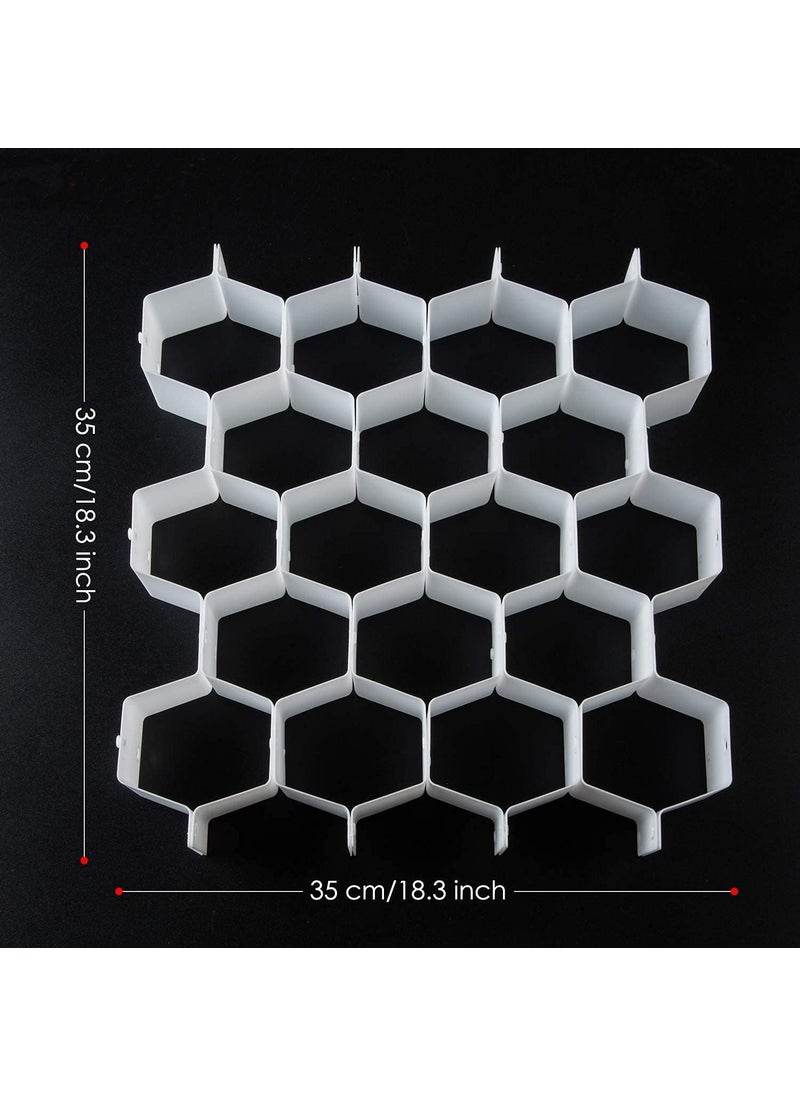 Flytianmy 32Pcs Honeycomb Drawer Organizers Adjustable Partition Storage for Underwear Socks Bras Ties Belts Scarves White Total of 72 Slots  - Image 2