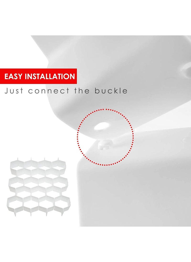 Flytianmy 32Pcs Honeycomb Drawer Organizers Adjustable Partition Storage for Underwear Socks Bras Ties Belts Scarves White Total of 72 Slots  - Image 4