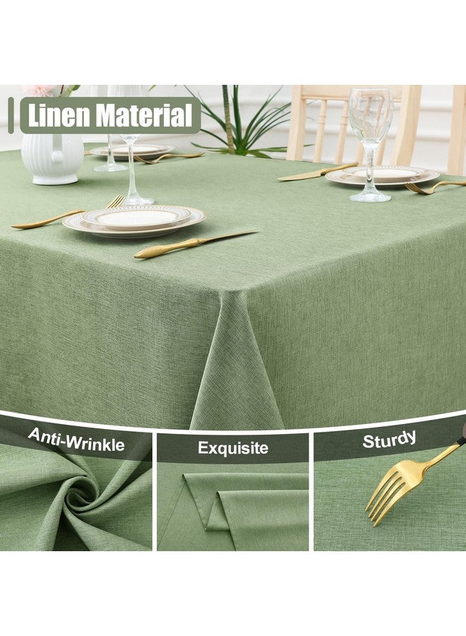 Smiry Rectangle Table Cloth Linen Textured, Waterproof Spillproof Anti-Wrinkle Burlap Tablecloth, Washable Decorative Fabric Table Cover for Dining, Party, Banquet, 52 x 70 Inch, Sage Green - Image 2