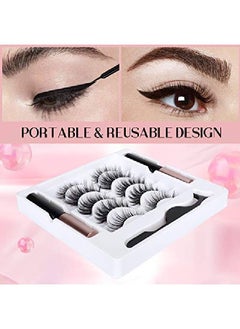 Calailis Magnetic False Eyelash And Magnetic Eyeliner Kit Eye Makeup Waterproof Liquid Eye Liner 3D Faux Mink Eye Lashes Natural Reusable Lashes 5 Pairs Free Applicator(Cy05)  - Image 4