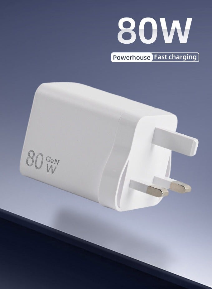 80W Super Fast Charger USB Type C Power Adapter Compatible with Samsung  S25 S24 S23 Ultra, S25+ S24+ S23+ Tab S9/S8  Series white - Image 1