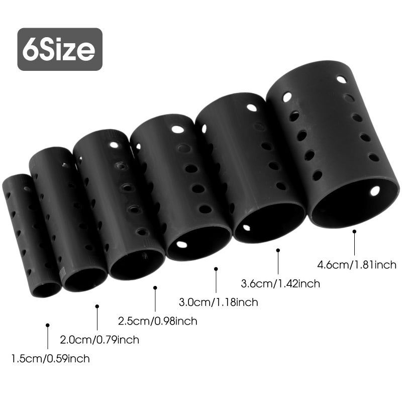 WILLBOND 141 Pieces Hair Rollers Set Include 60 Pcs Plastic Hair Rollers (black,6 Sizes) - Image 2