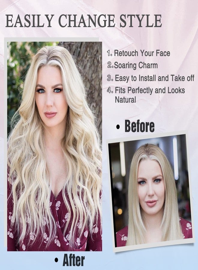 NAYOO 26" Long Wavy Blonde Wig for Women, Platinum Blonde Wig with Dark Roots, Natural Looking Wavy Synthetic Wig, Soft Long Ombre Blonde Wig for Daily Wear Party Cosplay - Image 4
