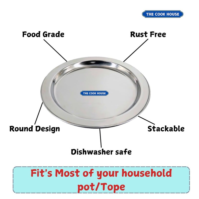 The Cook House - Stainless Steel Lid Set for Kitchen Utensils | Round Steel Ciba/Lid | Tope, Kadhai, Pan, Pot, Cheeba, Dhakan Cover/Chiba Set | Set of 5 (15.5 CM, 17 CM, 18 CM, 19.5 CM, 20.5 CM) - Image 5