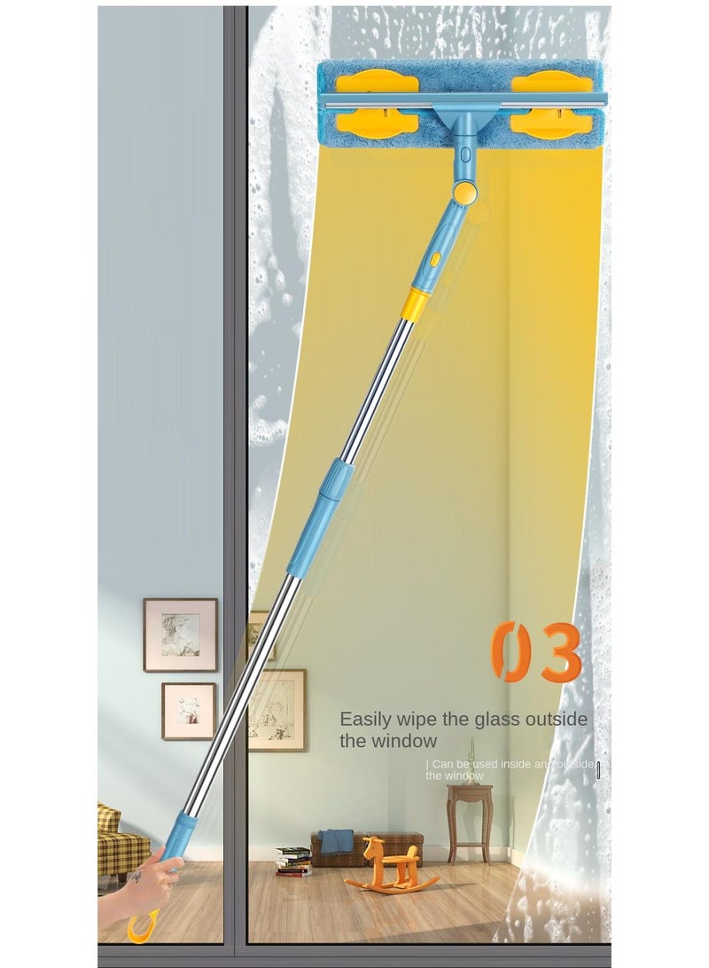 Y&D 1.53 Meter Pole Blue Double-Sided Window Cleaner Glass Cleaner Rod With 2 Pcs Scraper Tool With 6 Pcs Cloth And 1 Pcs Cleaning Effervescent Tablets - Image 5