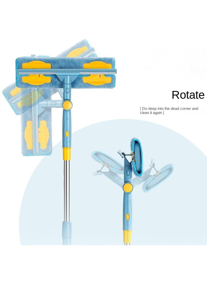 Y&D 1.53 Meter Pole Blue Double-Sided Window Cleaner Glass Cleaner Rod With 2 Pcs Scraper Tool With 6 Pcs Cloth And 1 Pcs Cleaning Effervescent Tablets - Image 2
