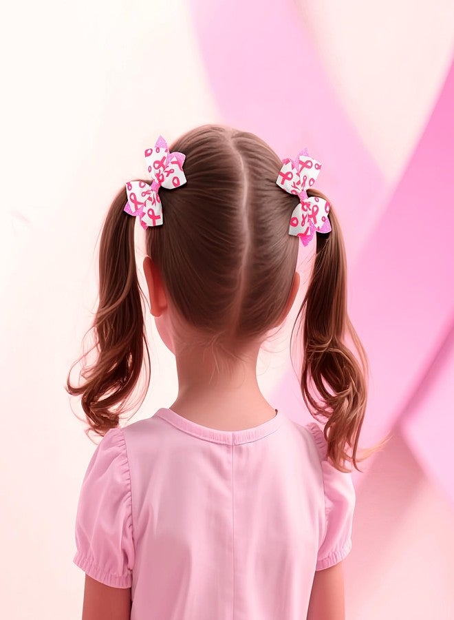 Doneace Breast Cancer Hair Clips Pink Ribbon Glitter Bow Hair Clips for Girls Cute Sequined Bow Hair Barrettes Alligator Hairpins for Breast Cancer Awareness Month Parade Party Hair Accessories 2PCS - Image 5